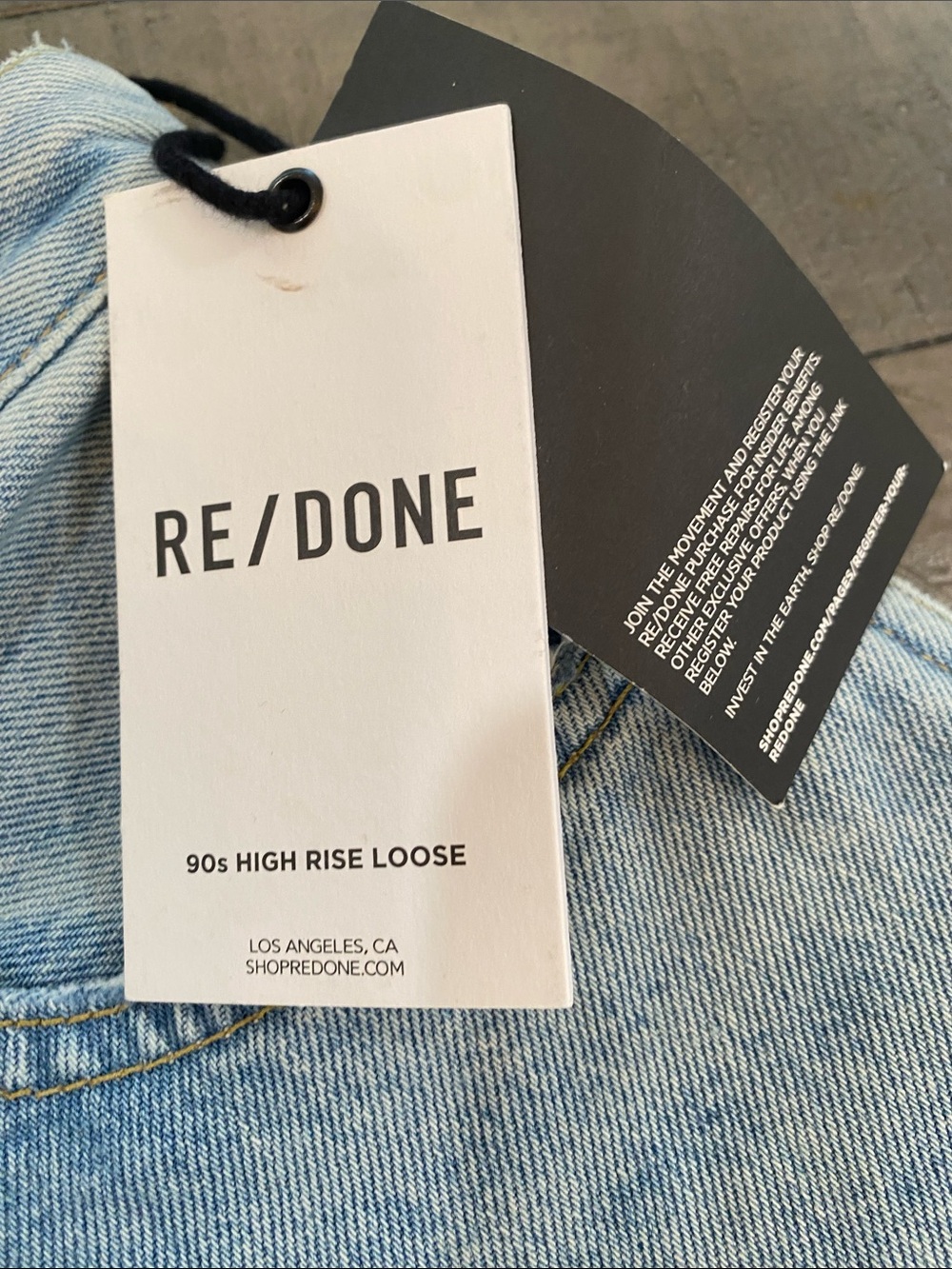 Re/Done Light Wash Straight Leg Jeans with Frayed Hem - Picture 5 of 8